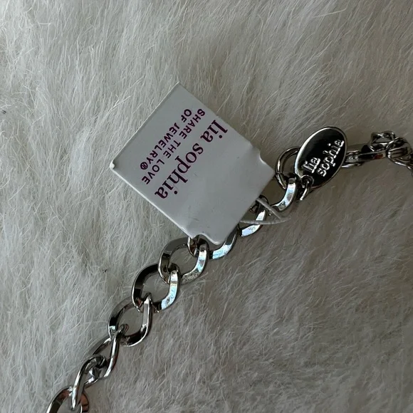 Lia Sophia NWT "Fondant" Necklace Silver Tone Aqua Mint Smoky Stones & Crystals - Picture 6 of 11